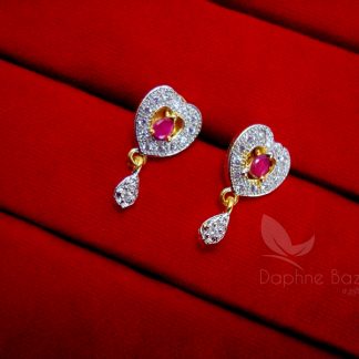 Daphne Pink Zircon Heart Mangalsutra set - EARRINGS