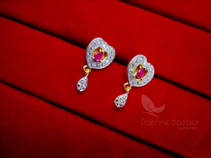 Daphne Pink Zircon Heart Mangalsutra set - EARRINGS