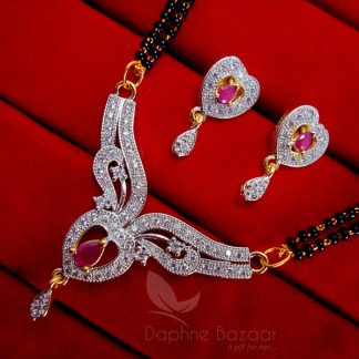 Daphne Pink Zircon Heart Mangalsutra set for Women, Gift for Wife