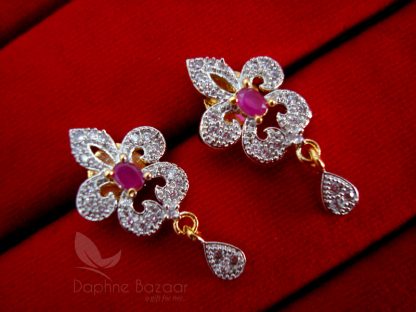 Daphne Pink Zircon Peacock Mangalsutra set - Earrings