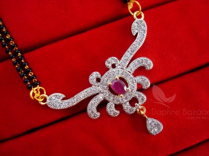 Daphne Pink Zircon Peacock Mangalsutra set - Pendant