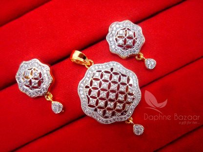 AD50 Daphne Zircon Studded Designer Pendant Earrings for Women