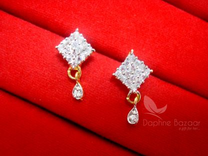 AD52 Daphne Zircon Studded Square Earrings
