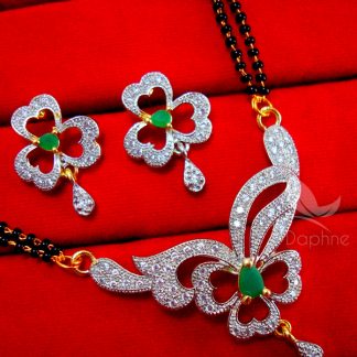 MS90 Daphne Green Zircon Flower Mangalsutra for Women, Gift for Valentine