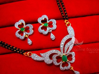 MS90 Daphne Green Zircon Flower Mangalsutra for Women, Gift for Valentine