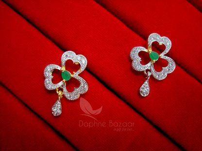 MS90 Daphne Green Zircon Flower Mangalsutra for Women, Gift for Valentine - EARRINGS