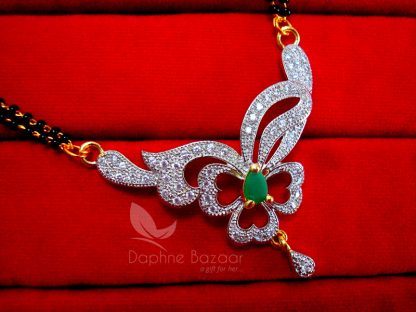 MS90 Daphne Green Zircon Flower Mangalsutra for Women, Gift for Valentine - PENDANT