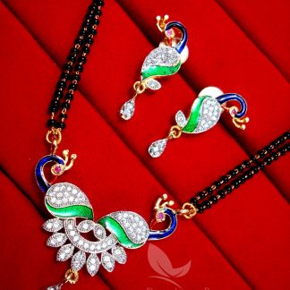 MS95 Daphne Zircon Peacock Meenakari Mangalsutra for Women, Gift for Wife