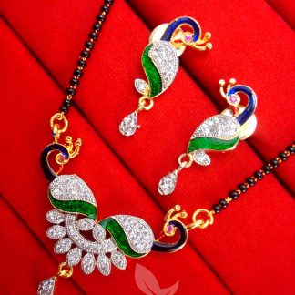 MS951 Daphne Zircon Peacock Meenakari Mangalsutra for Women, Gift for Wife