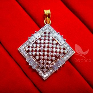 AD58 Daphne Zircon Studded Square Pendant