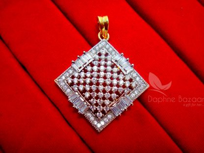 AD58 Daphne Zircon Studded Square Pendant