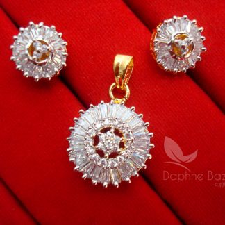 AD66, Daphne Zircon Flower Pendant Earrings for Cute Anniversary Gifts