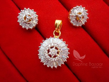 AD66, Daphne Zircon Flower Pendant Earrings for Cute Anniversary Gifts