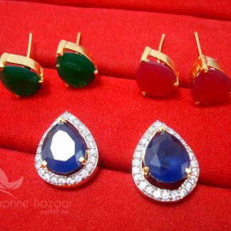 CD23 Daphne Three Shade Changeable Zircon Earrings - BLUE