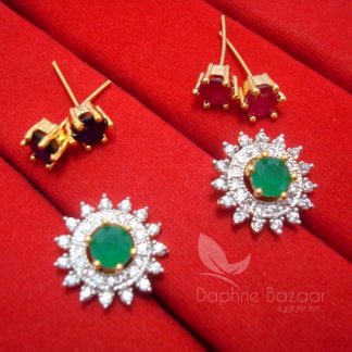 CD24 Daphne Lovable SixInOne Changeable Zircon Earrings - GREEN