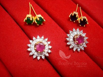 CD24 Daphne Lovable SixInOne Changeable Zircon Earrings PINK