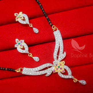 MS13M, Multi Colour Daphne Zircon Studded Designer Mangalsutra for Women, Wedding Jewelry, Gift for Wife