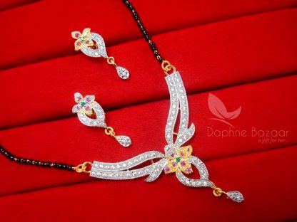 MS13M, Multi Colour Daphne Zircon Studded Designer Mangalsutra for Women, Wedding Jewelry, Gift for Wife