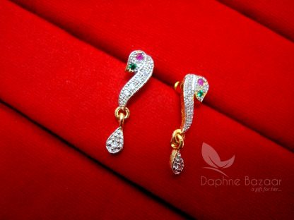 MS14M, Multi Colour Daphne Leafy Zircon Studded Designer Mangalsutra EARRINGS