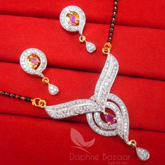 MS261 Daphne Pink Art Zircon Mangalsutra set for Women Gift for Wife