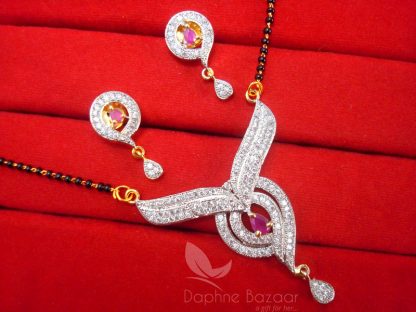 MS261 Daphne Pink Art Zircon Mangalsutra set for Women Gift for Wife