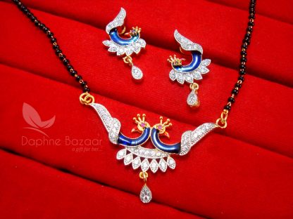 MS271 Daphne Zircon Peacock Meenakari Mangalsutra for Women