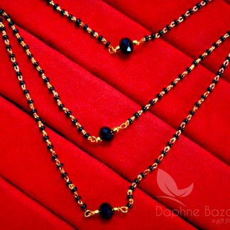 MS423, Daphne Black Stone 3 Line Mangalsutra for Women - Closer View