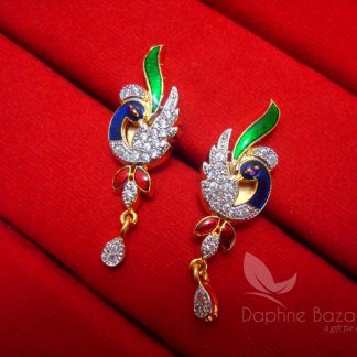 MS85 Multi Colour Daphne Zircon Peacock Meenakari Mangalsutra Earrings