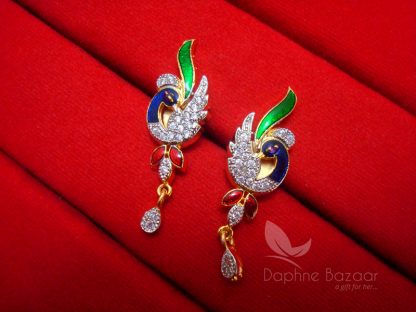 MS85 Multi Colour Daphne Zircon Peacock Meenakari Mangalsutra Earrings
