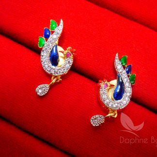 MS861 Multi Colour Daphne Zircon Peacock Meenakari Mangalsutra - EARRINGS