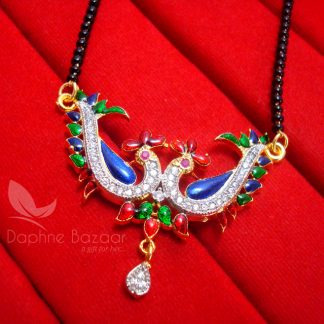 MS861 Multi Colour Daphne Zircon Peacock Meenakari Mangalsutra - PENDANT