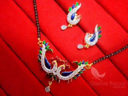 MS861 Multi Colour Daphne Zircon Peacock Meenakari Mangalsutra for Women, Gift for Wife