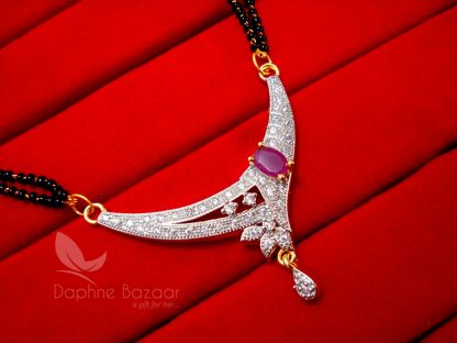 MS91 Daphne Pink Art Zircon Mangalsutra - PENDANT