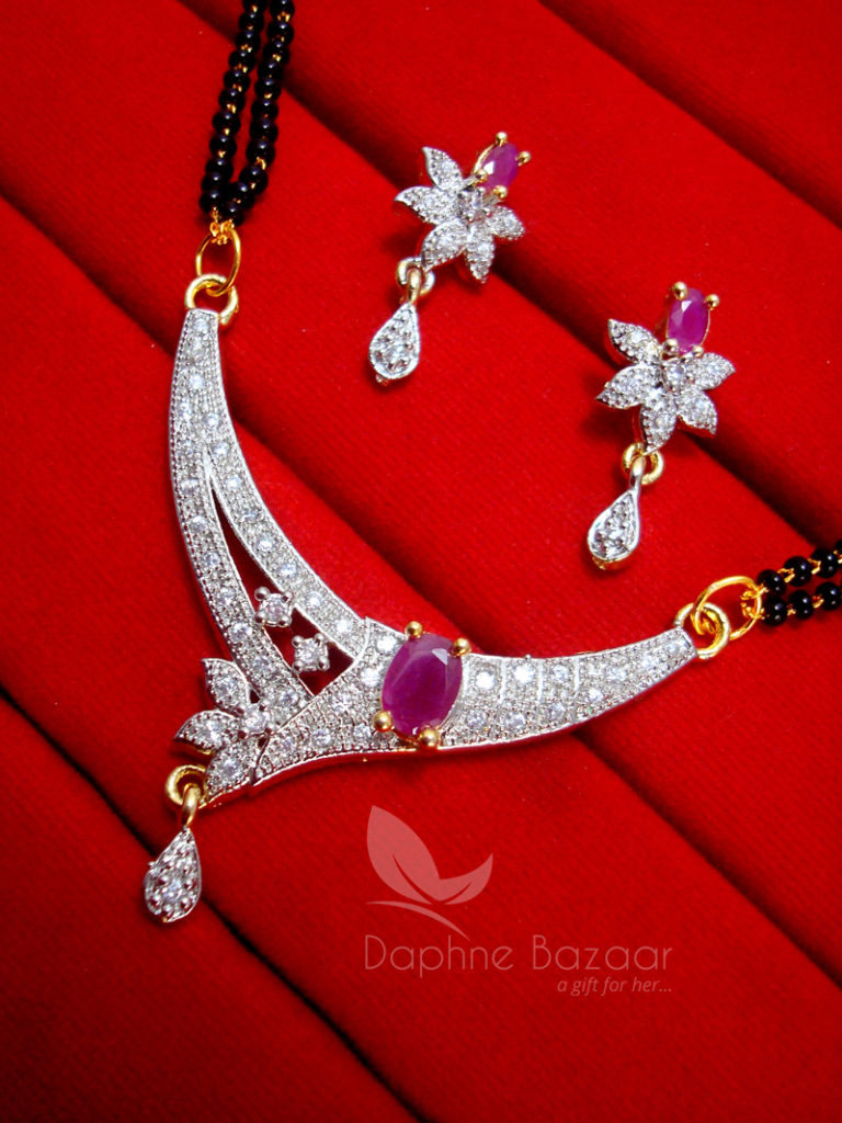 MS91 Daphne Pink Art Zircon Mangalsutra set