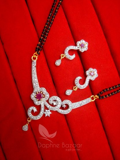 S19 Daphne Pink Zircon Flower Mangalsutra set for Women