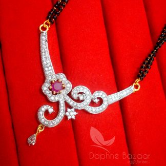 S19 Daphne Pink Zircon Flower Mangalsutra set for Women, Gift for Wife