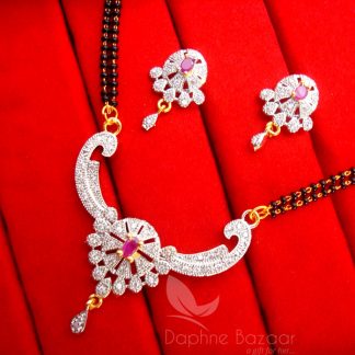 S20 Daphne Pink Zircon Flower Mangalsutra set for Women, Gift for Wife