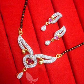 S241, Daphne Pink Zircon Studded Mangalsutra for Women