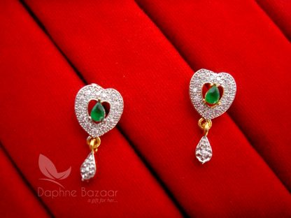 S261, Daphne Green Zircon Studded Mangalsutra Earrings
