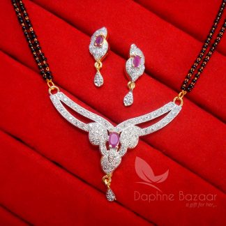 S27, Daphne Pink Zircon Studded Mangalsutra for Women