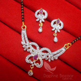 S28, Daphne Pink Zircon Studded Mangalsutra SET for Women