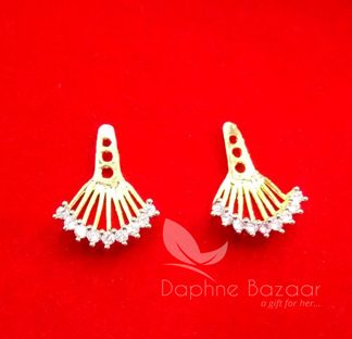 E51 Daphne Zircon Studded Clever Earrings for Women - Use with any other earrings, Back side of ear