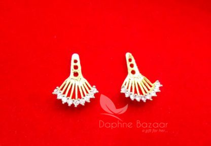 E51 Daphne Zircon Studded Clever Earrings for Women - Use with any other earrings, Back side of ear