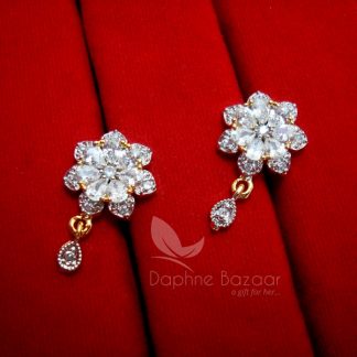 AD70, Daphne Zircon Flower Earrings for Cute Women