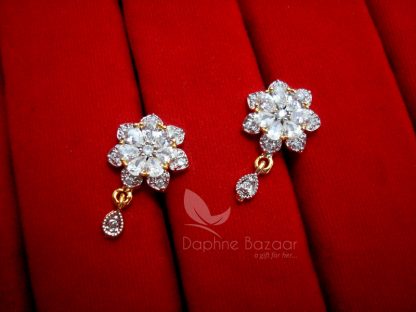 AD70, Daphne Zircon Flower Earrings for Cute Women