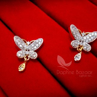 AD72, Daphne Designer Butterfly Zircon Pendant Set for Women - EARRINGS