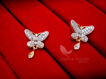 AD72, Daphne Designer Butterfly Zircon Pendant Set for Women - EARRINGS