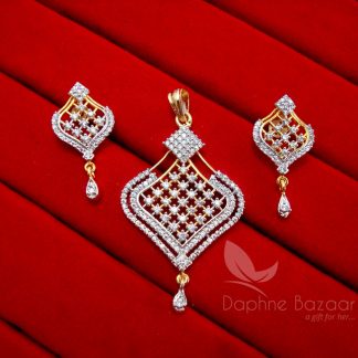 AD73 Daphne Designer Zircon Pendant and Earrings for Women