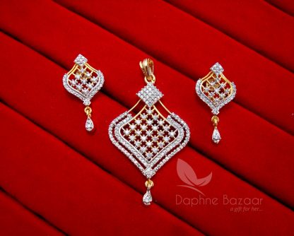 AD73 Daphne Designer Zircon Pendant and Earrings for Women