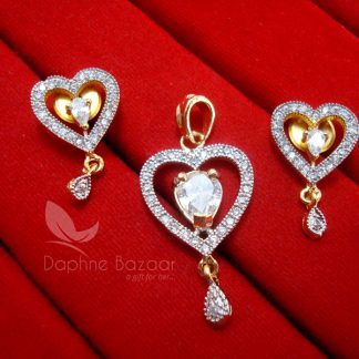 AD74, Daphne Designer Heart Zircon Pendant Set for Women